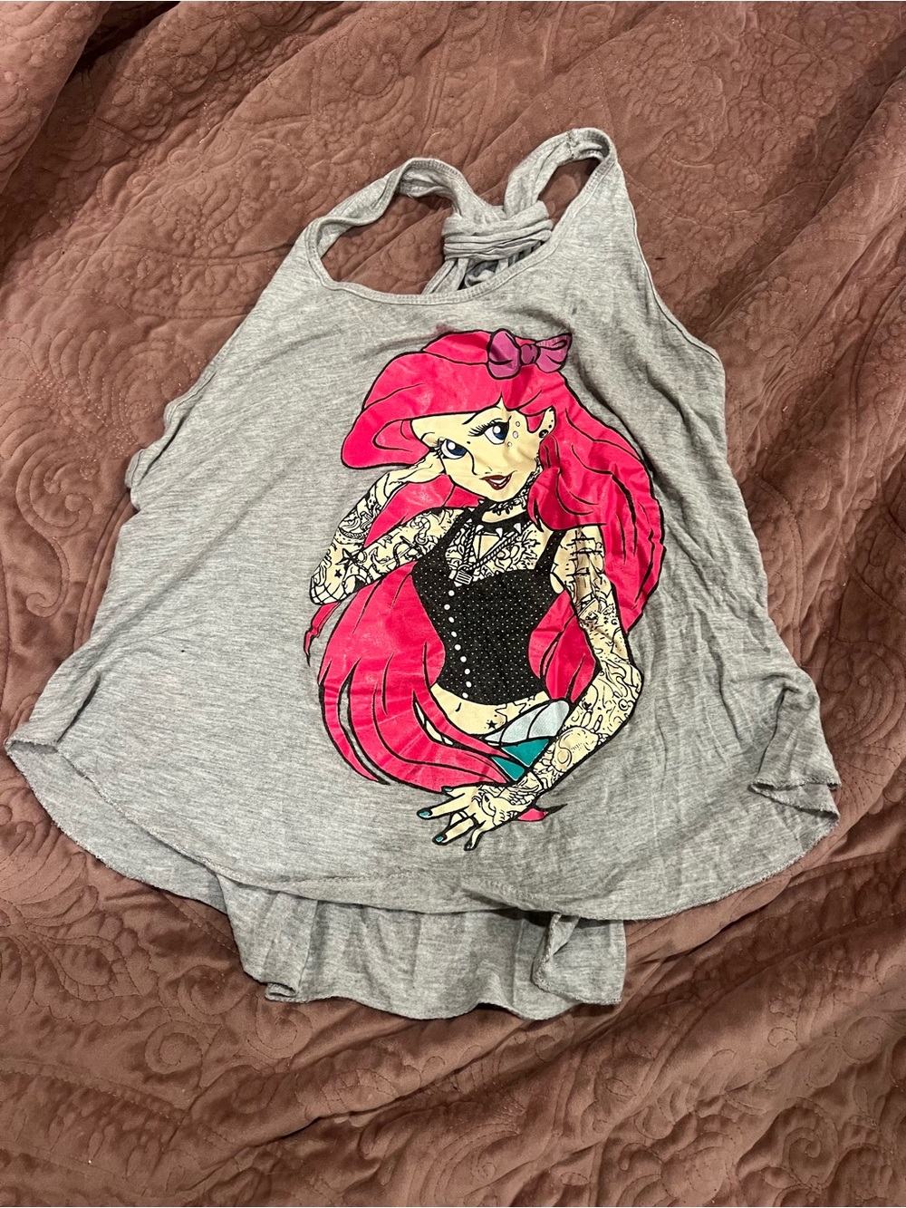 Little mermaid LG tattooed Gray razor Tank Top